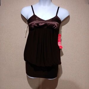 Vintage B.Smart Mini Dress Brown  Spaghetti Strap Top Size Xs